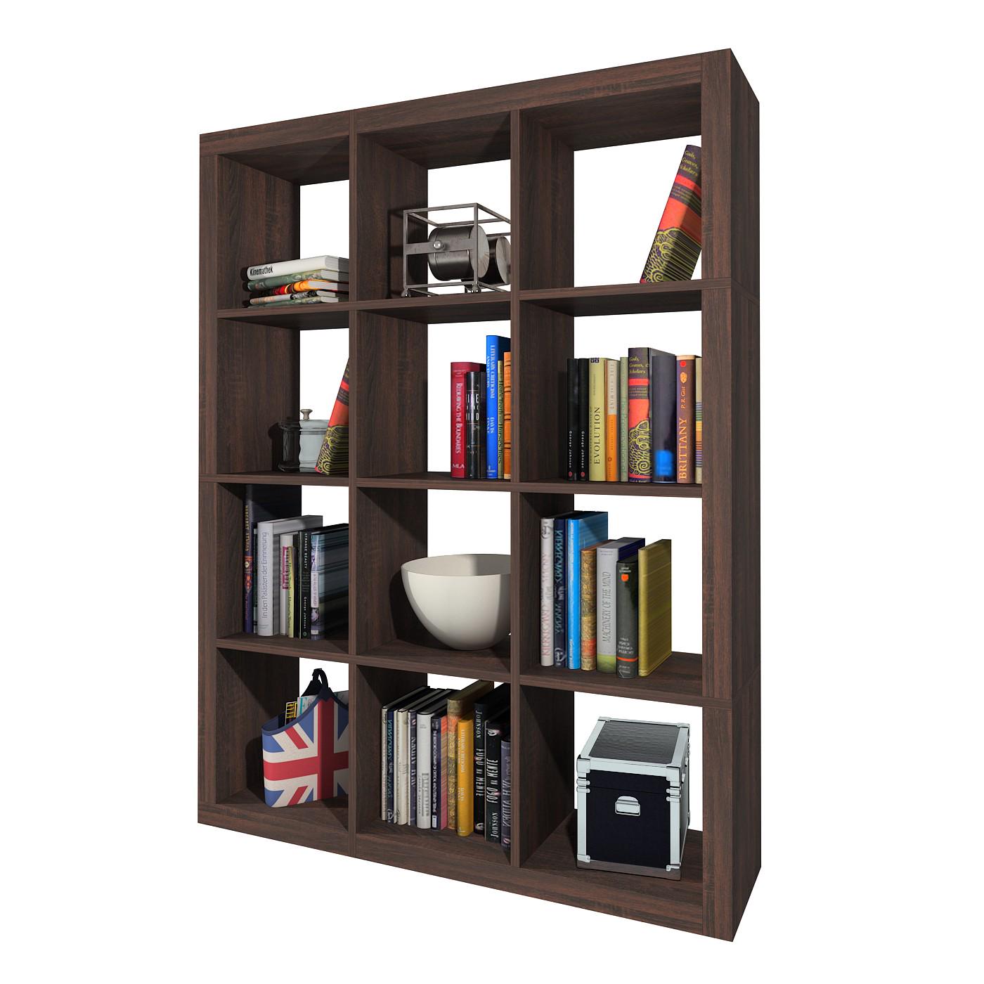 Шафа книжкова бібліотека Inteo Мікс 4х3 1500х1146х290 мм товщина корпусу 50 мм Венге
