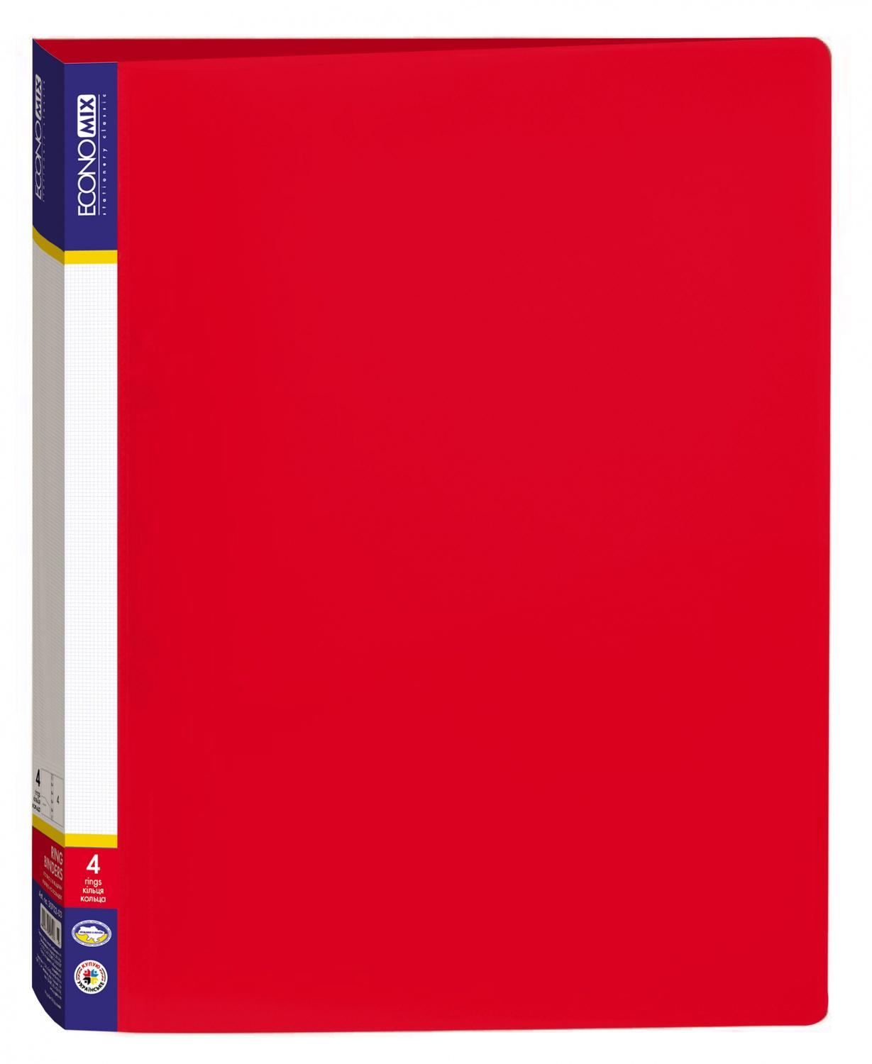 Папка Economix на 4 кольца А4 30 мм полипропилен Красный (Е30702-03)