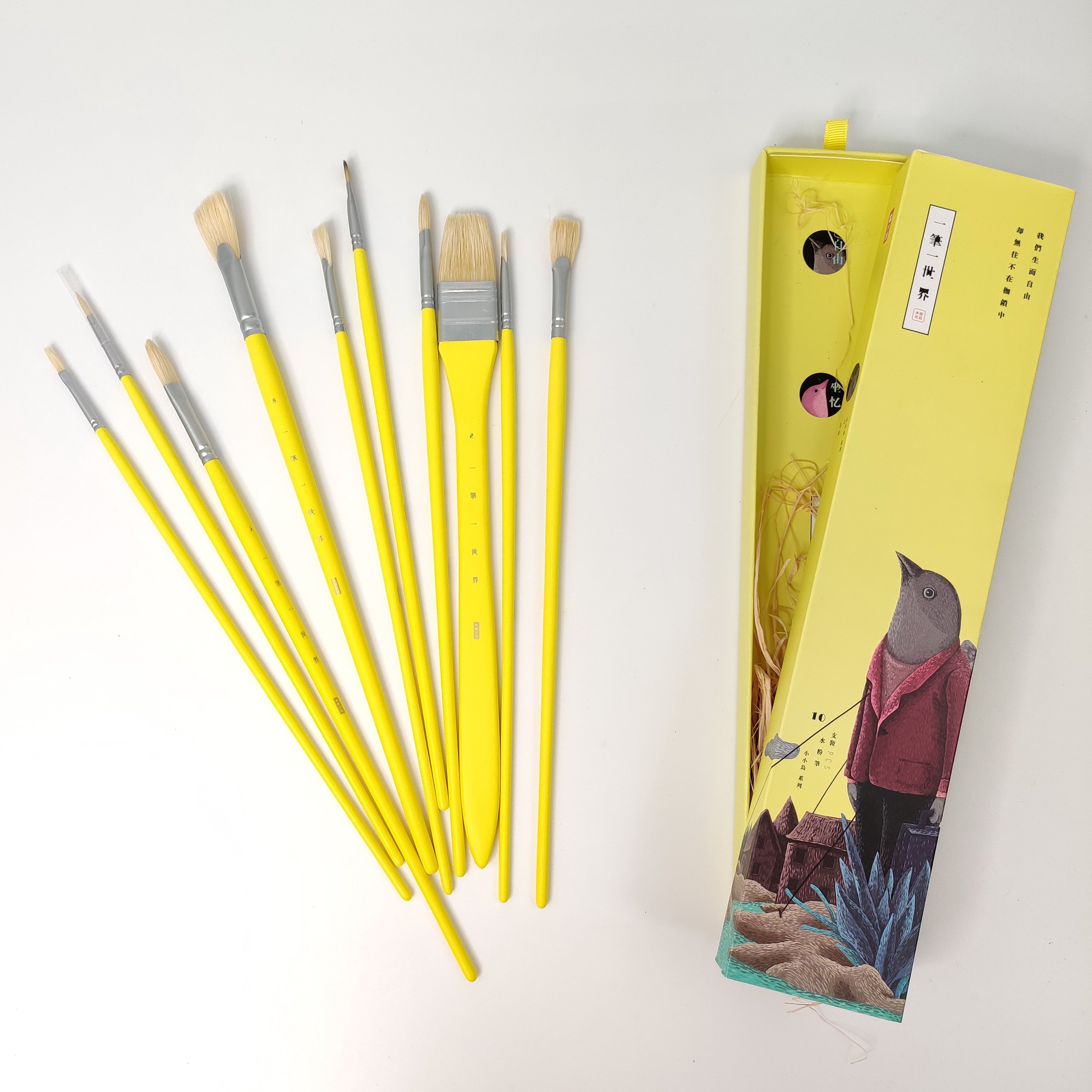 Набор профессиональных художественных кистей MIYA BIRDS 10 шт. из натуральной щетины Желтая коробка - фото 3 Набор профессиональных художественных кистей MIYA BIRDS 10 шт. из натуральной щетины Желтая коробка - фото 3