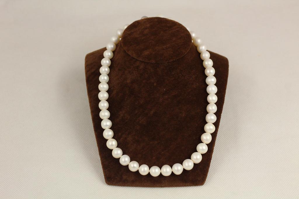 Ожерелье натуральные речные жемчужины 44 см 10 мм Серебристый (31363455)