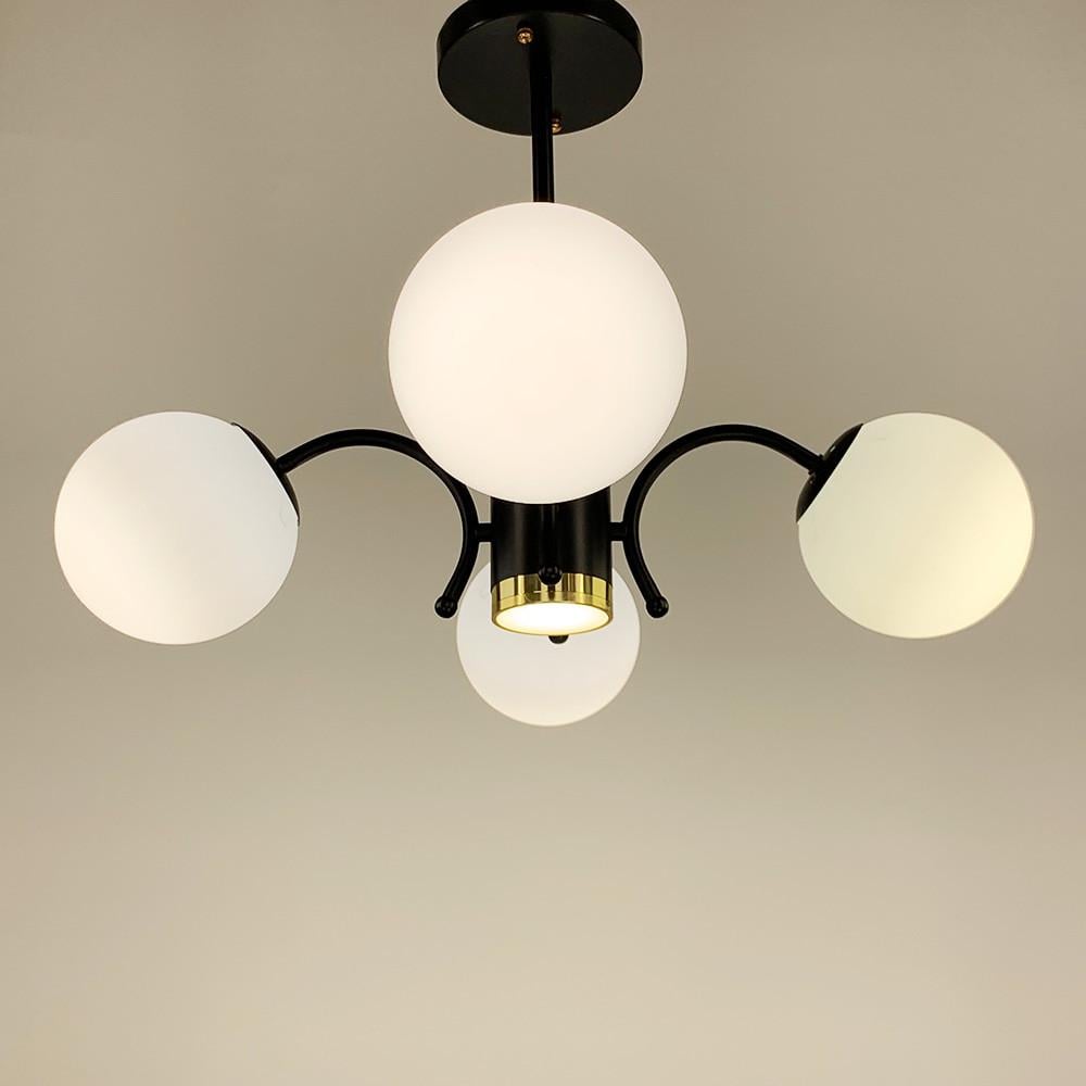 Люстра потолочная на 4 белых плафона Черный (K 19/4 BK) - фото 3