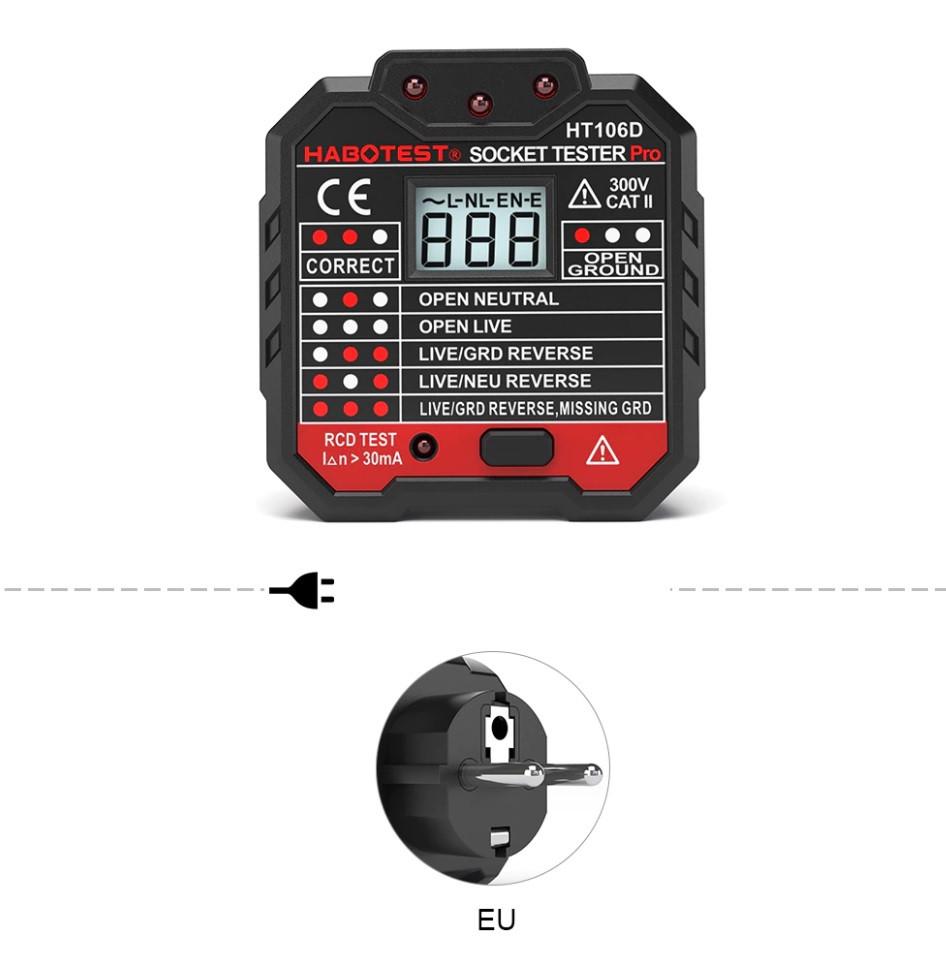 Тестер для розеток Habotest HT106D УЗО сетевой вольтметр - фото 3