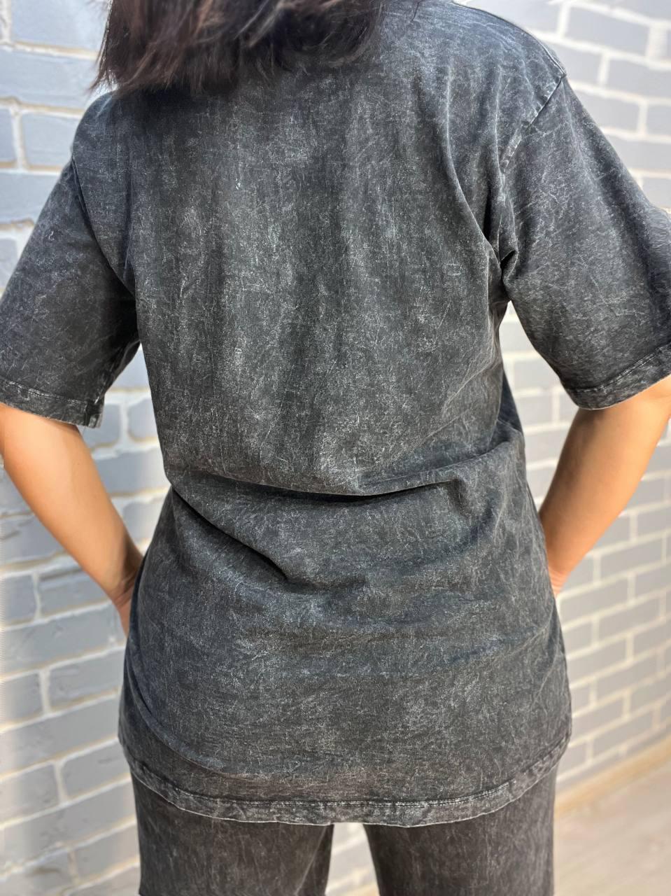 Костюм женский COAST MODA 4232 вареный тай-дай брюки палаццо с футболкой сердце M Графитовый (2470) - фото 5 Костюм женский COAST MODA 4232 вареный тай-дай брюки палаццо с футболкой сердце M Графитовый (2470) - фото 5