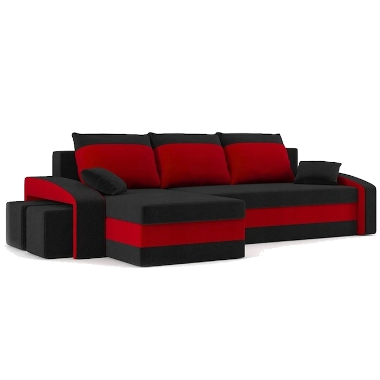 Диван кутовий Хелвет 258х140 см з пуфами 2 шт. Чорний/Червоний (28118889) Диван кутовий Хелвет 258х140 см з пуфами 2 шт. Чорний/Червоний (28118889)