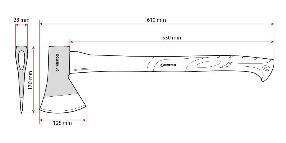 Топор с комбинированной ручкой Intertool 61 см 1000 г (HT-0263) - фото 4 Топор с комбинированной ручкой Intertool 61 см 1000 г (HT-0263) - фото 4