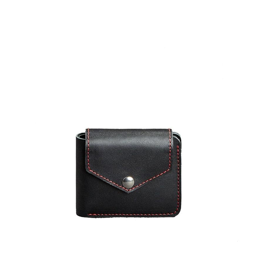Портмоне шкіряне 4.2 на кнопці Чорний/Червоний (A-026115)