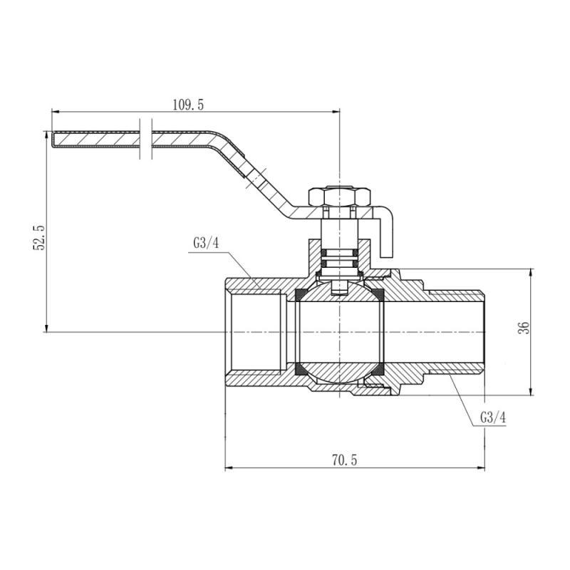 Кран шаровая ручка SD Forte 3/4 ВЗ для газа (11075991) - фото 2