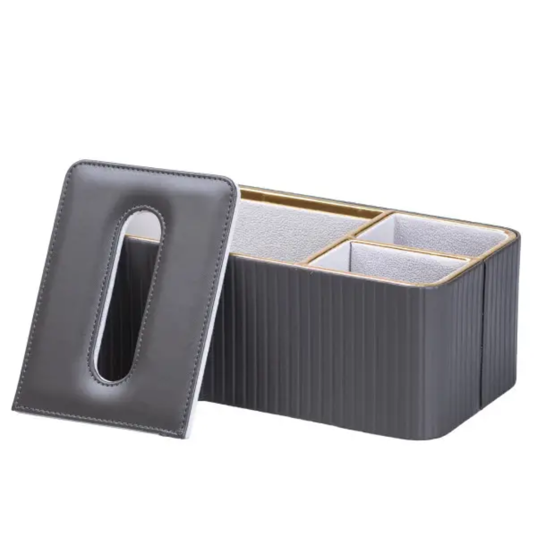 Серветниця-органайзер з екошкіри для дому та кафе 3 відділення Сірий - фото 2