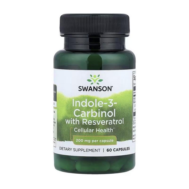 Индол-3-карбинол с ресвератролом 5 мг Swanson Indole-3-Carbinol with Resveratrol 200 mg 60 капс.