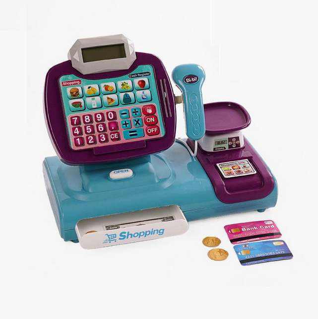Детский игрушечный набор кассовый апарат с микрофоном и озвучкой на английском языке (133645)