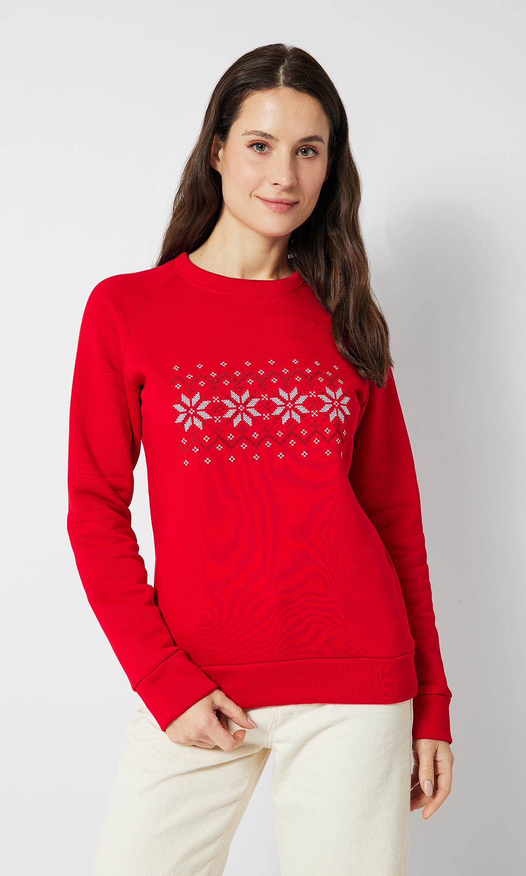 Світшот жіночий з вишивкою Вишиваночка 3XL/4XL Червоний (0015)