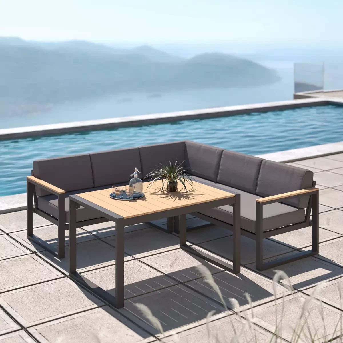 Комплект садовой мягкой мебели Loft с металлическим каркасом Серый (KS-1271-NM)