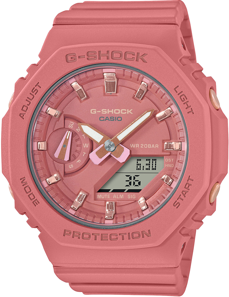 Наручные часы женские Casio G-Shock GMA-S2100-4A2ER ударопрочные с карбоновым корпусом/водозащитой 200 м и розовым циферблатом Наручные часы женские Casio G-Shock GMA-S2100-4A2ER ударопрочные с карбоновым корпусом/водозащитой 200 м и розовым циферблатом