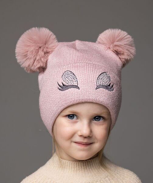 Шапка детская для девочек Крошка D933 флис 46-50 см Пудровый