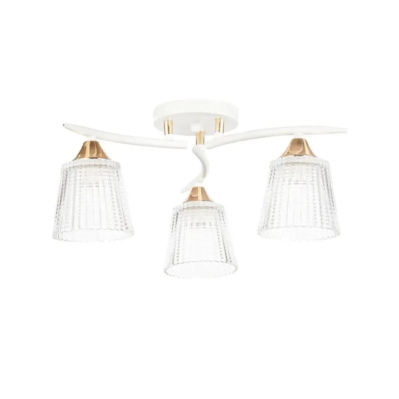 Люстра потолочная Interees V 6269-3 WH+FG на три прозрачных плафона под лампу Е27 IP20 60W Белый/Золотой (00000140751)