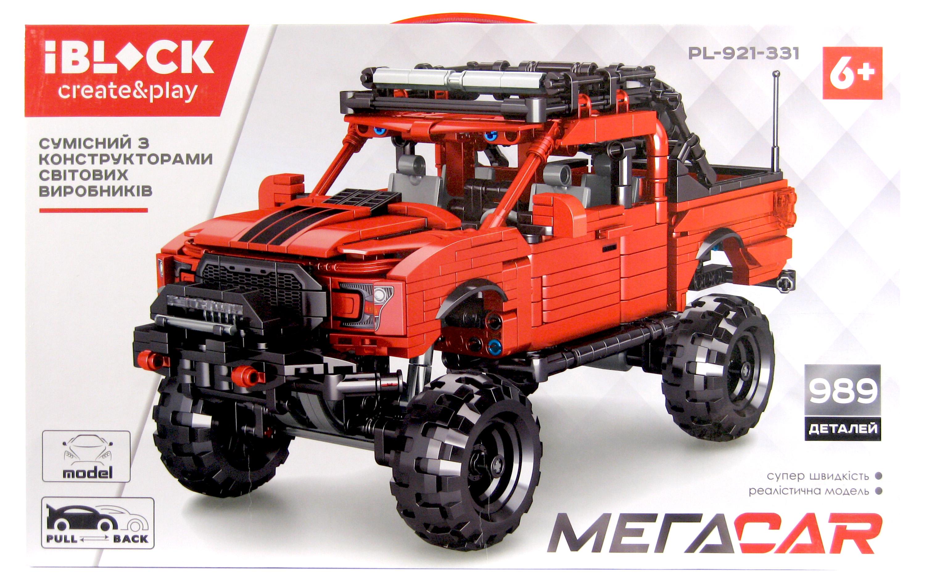 Конструктор IBlock PL-921-331 Позашляховик 989 деталей інерція/відкриваються капот і двері