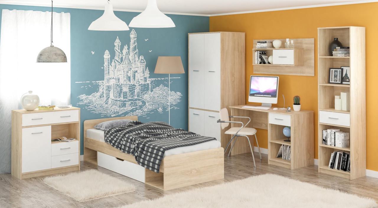 Кровать Мебель-Сервіс Tips 900 с ламелями Дуб самоа/Белый (27133406) - фото 4 Кровать Мебель-Сервіс Tips 900 с ламелями Дуб самоа/Белый (27133406) - фото 4