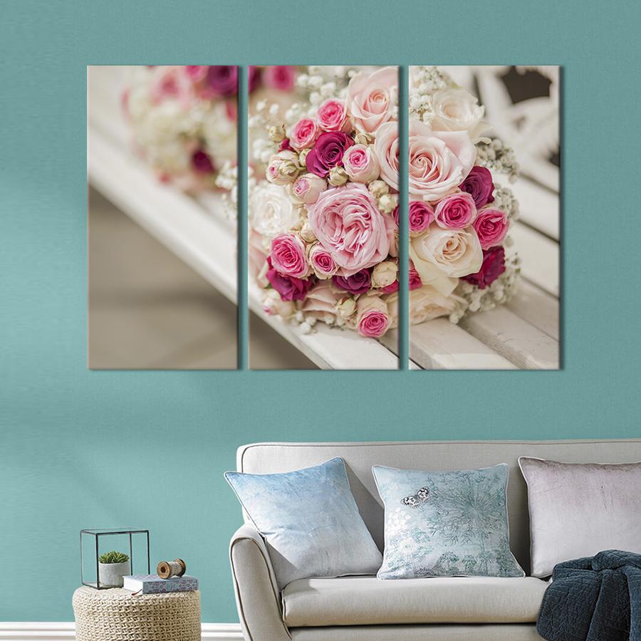 Картина на холсте триптих Красочный букет роз 156x100 см (1012-31)