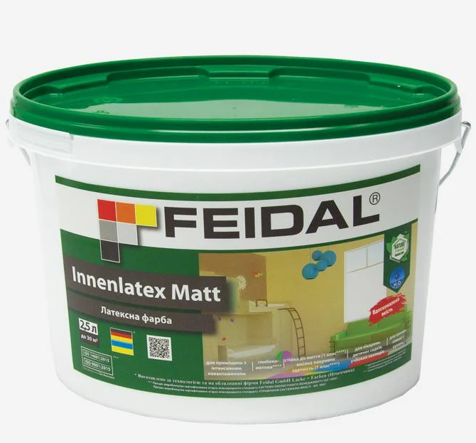 Краска латексная Feidal Innenlatex Matt для помещений с интенсивной нагрузкой глубоко-матовая 2,5 л Белый