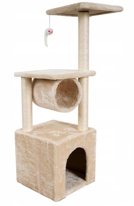 Когтеточка-домик Bonro B-94 для кошек 31x31x93 см Бежевый (21-76-42400592)