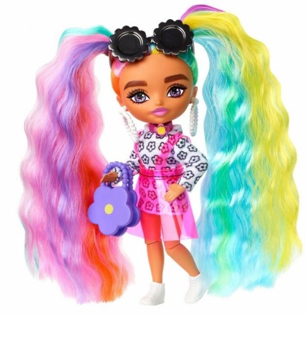 Лялька Барбі Екстра Мініс Модниця в рожевій вініловій спідниці з веселим волоссям