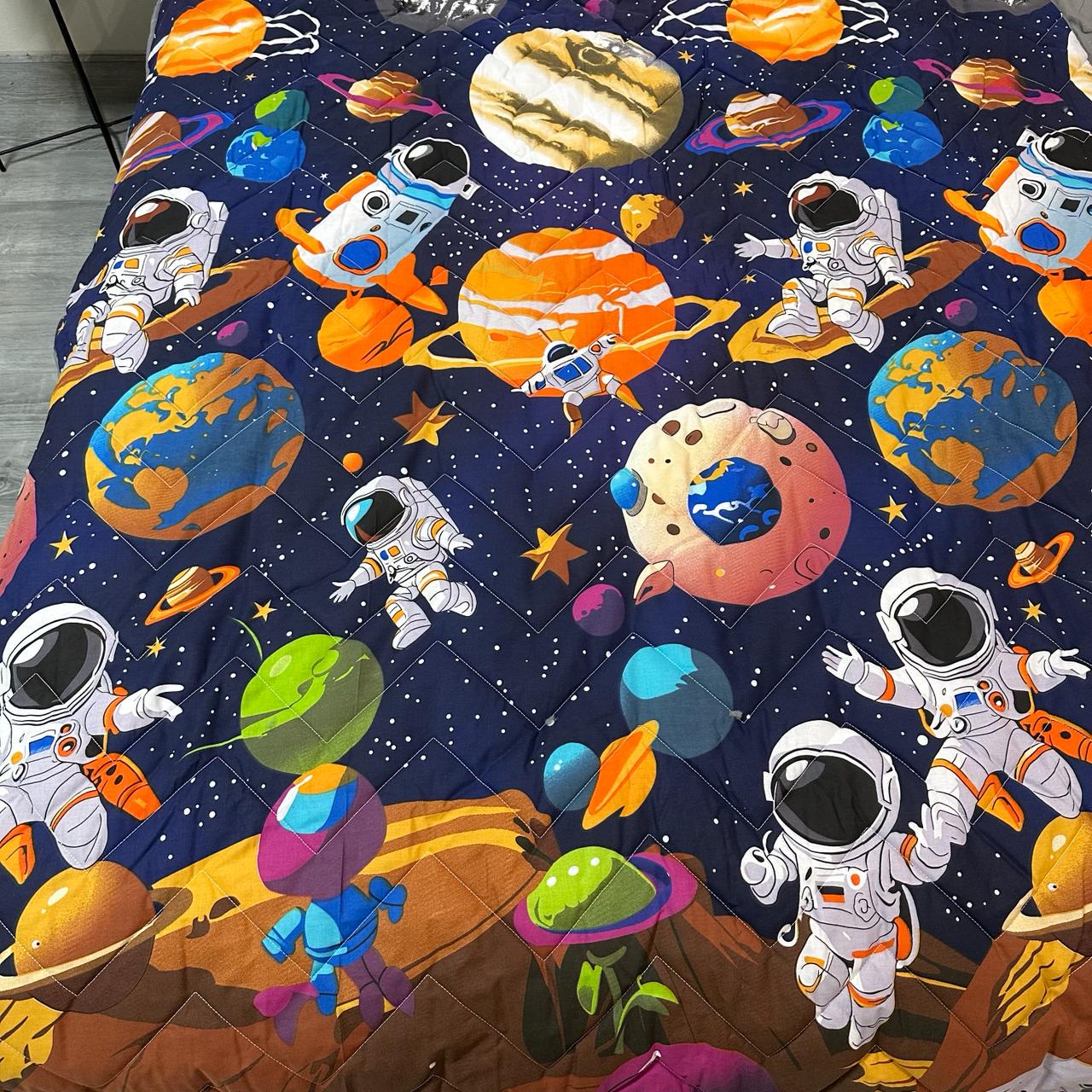 Покрывало-одеяло детское двустороннее Космос 150х210 см Синий (P-DL-4) - фото 7