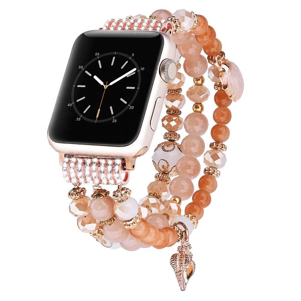 Женский ремешок для Apple Watch Ракушка из бусин 42-44 мм Золотой