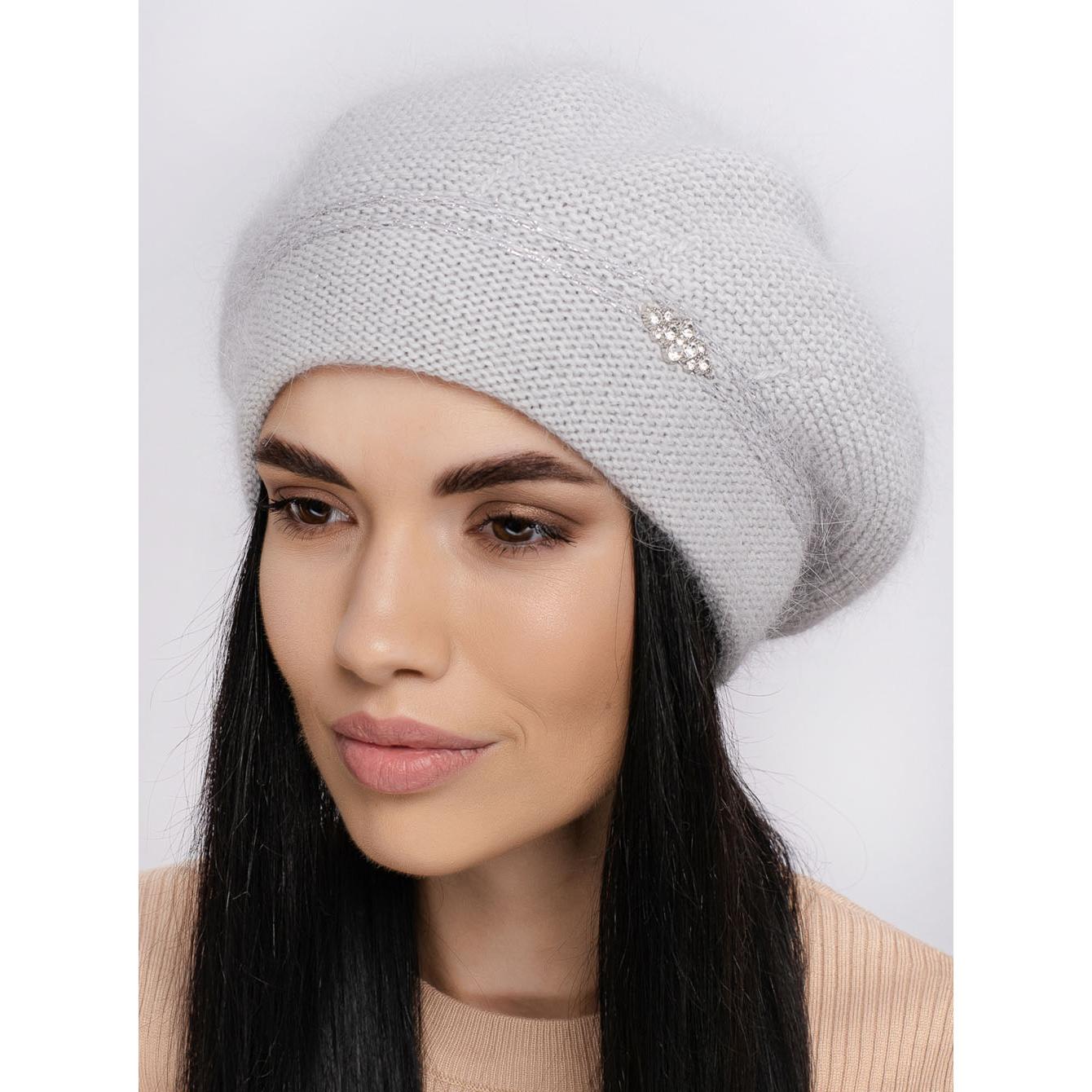 Берет женский ангоровый Leks Чаривниця one size Светло-серый