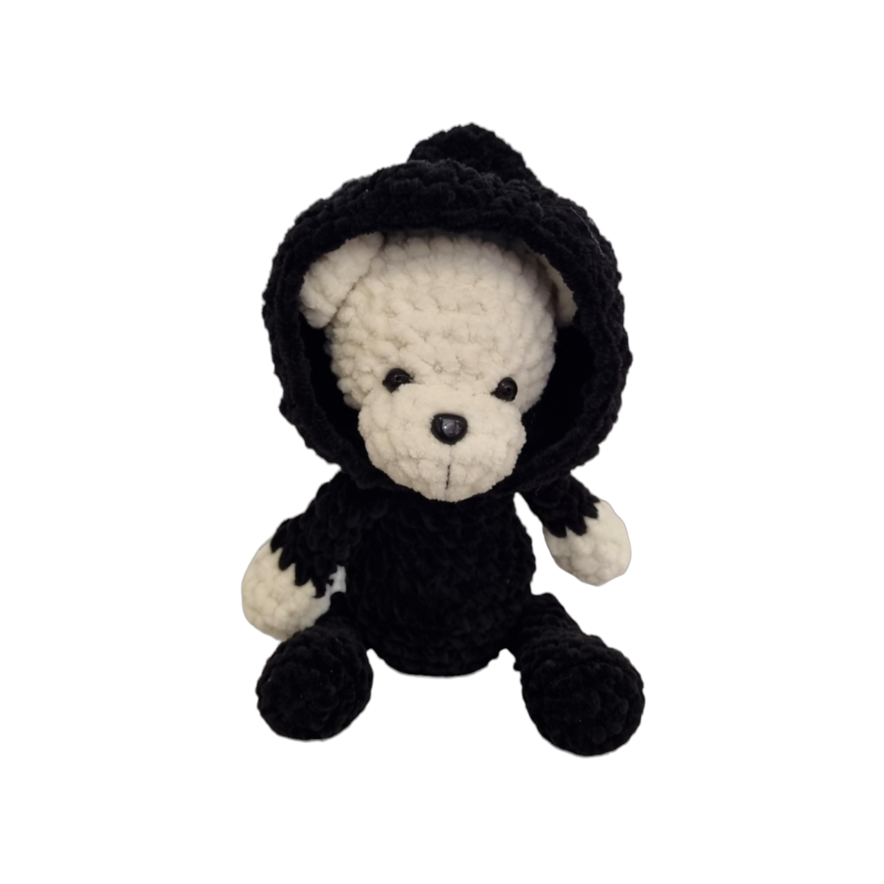 М'яка іграшка в'язана ведмежа в капюшоні 27 см (01_P0502022177)