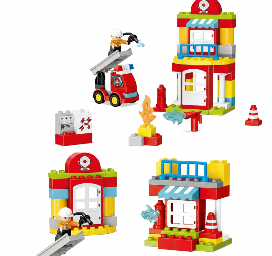 Дитячий конструктор Kids Home Toys Creative Blocks Пожежна станція 53 деталі Різнокольоровий