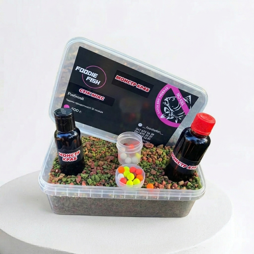 Методный пеллетс стик-микс Foodie Fish Монстр краб 4в1 500 г (1961498876)