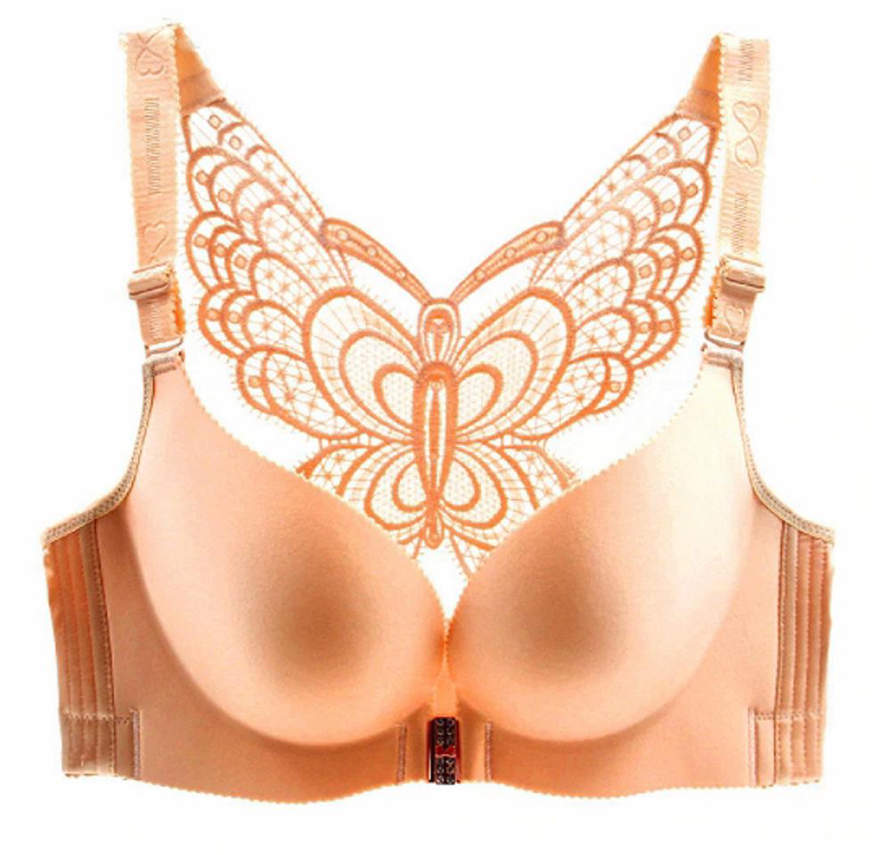 Бюстгальтер с бабочкой без косточек с застежкой спереди 100 D Бежевый (6527) Бюстгальтер с бабочкой без косточек с застежкой спереди 100 D Бежевый (6527)