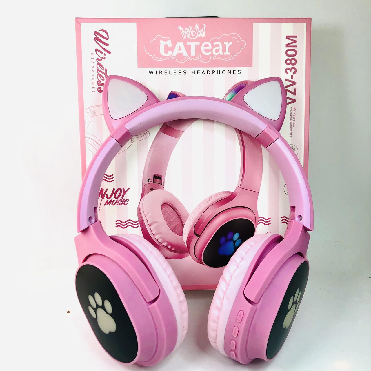 Наушники с ушками CATear VZV-3800M Bluetooth беспроводные с LED подсветкой и MicroSD до 32 Гб Pink Наушники с ушками CATear VZV-3800M Bluetooth беспроводные с LED подсветкой и MicroSD до 32 Гб Pink