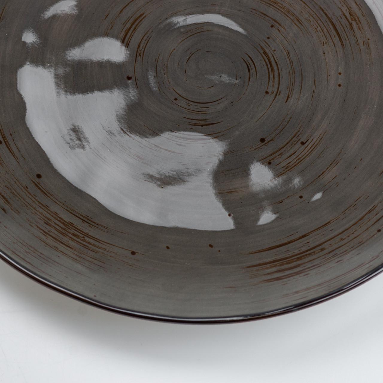 Тарелка сервировочная круглая плоская керамическая 26 см Коричневый (4652) - фото 7 Тарелка сервировочная круглая плоская керамическая 26 см Коричневый (4652) - фото 7