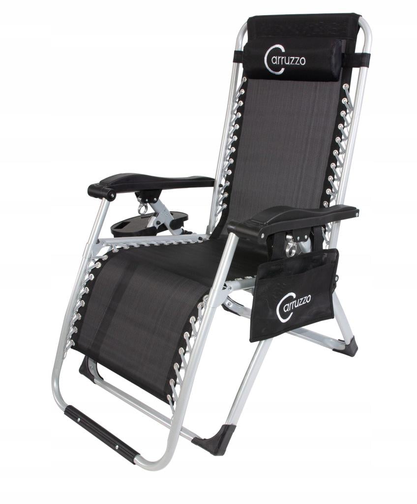 Крісло-шезлонг розкладне Carruzzo Premium садове/пляжне Чорний (L66Z2)