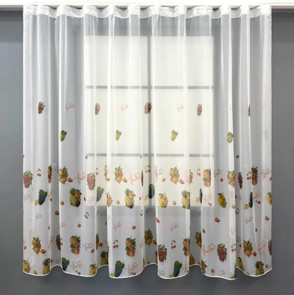 Занавеска на кухню из шифона 250х170 см Разноцветная (1755т)