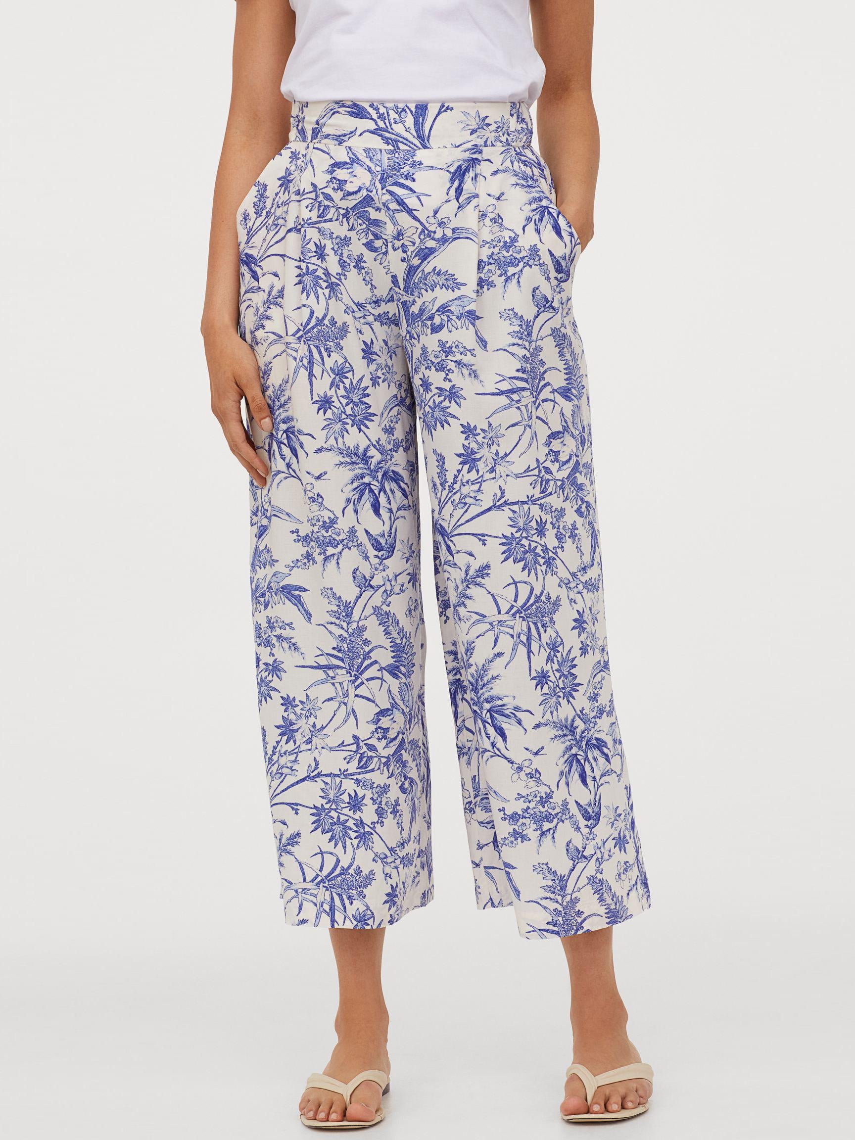 Штани H&M Квіти р. 34 Бежево-синій (X911816563)