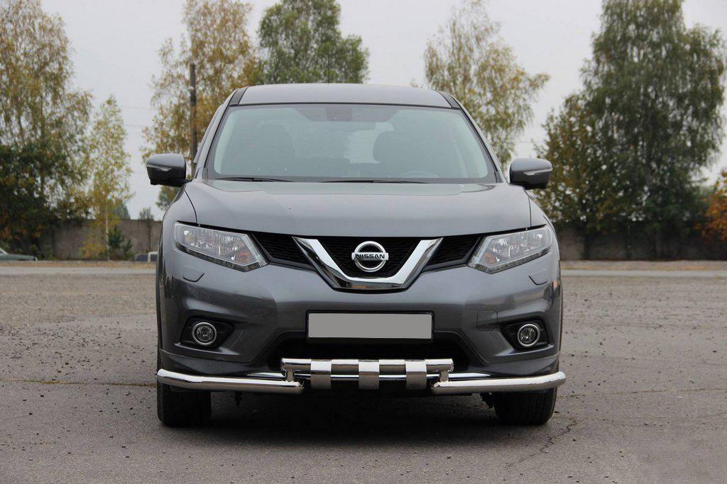 Передняя защита ST009-15 CAN для Nissan X-trail T32/Rogue 2014-2021 гг. нержавеющая сталь Хром