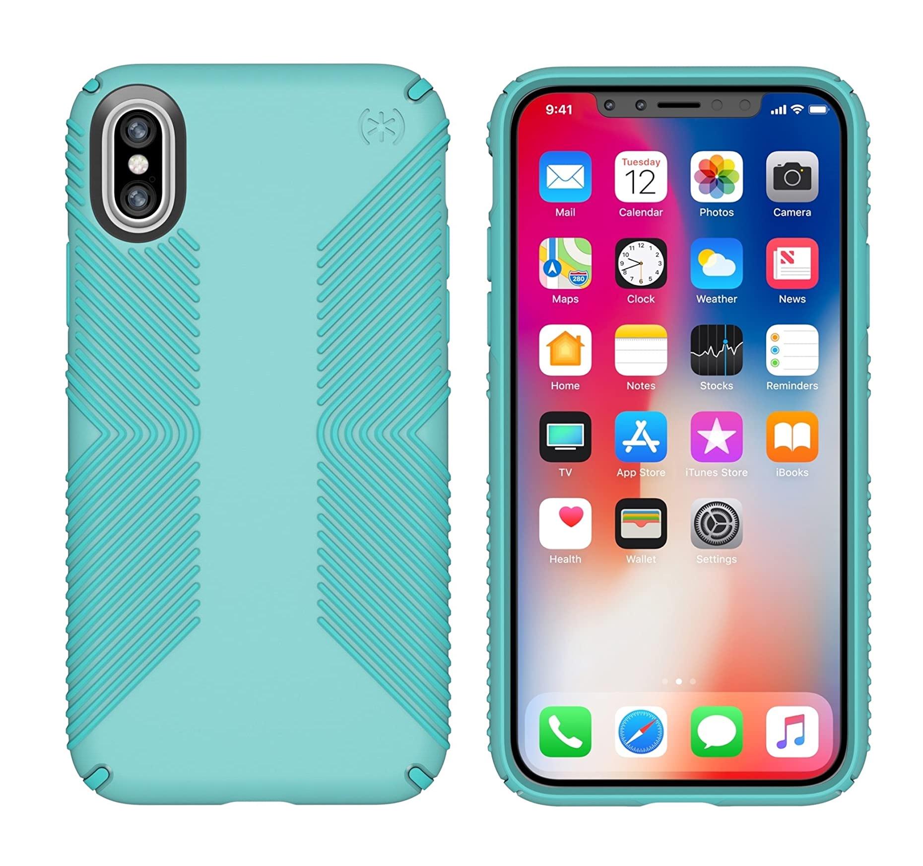 Чехол бампер противоударный Speck Presidio Grip для Iphone X/XS Mykonos Blue