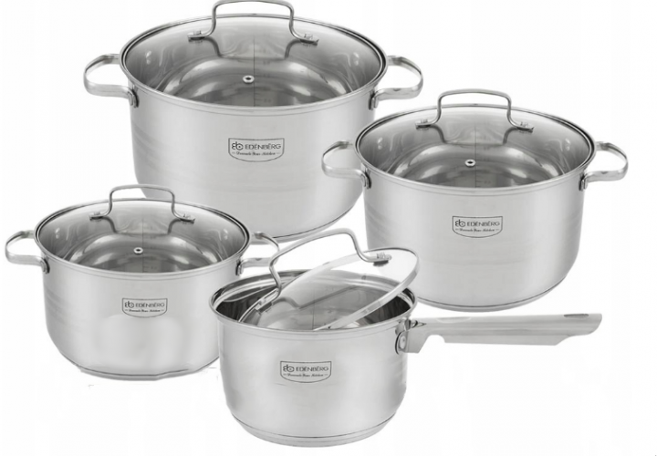 Набор кухонной посуды из нержавеющей стали Edenberg 8 пр. с индукционным дном (EB-4072)