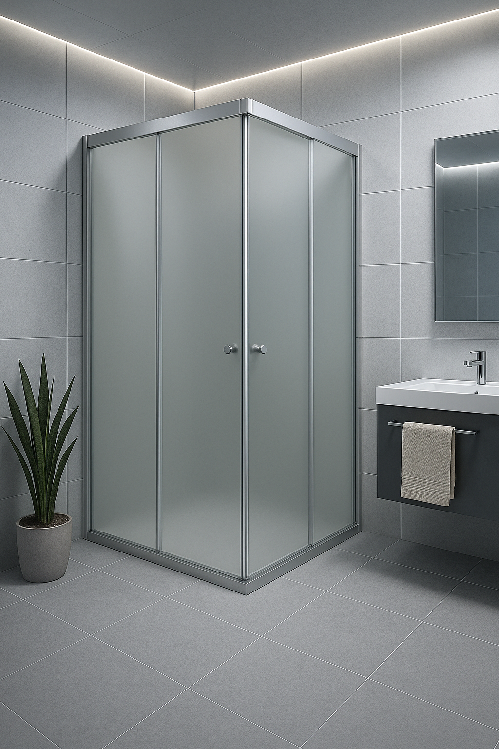 Душевая кабина KO&PO без поддона прямоугольное стекло матовое 100х70х180 см Сатин C15448)