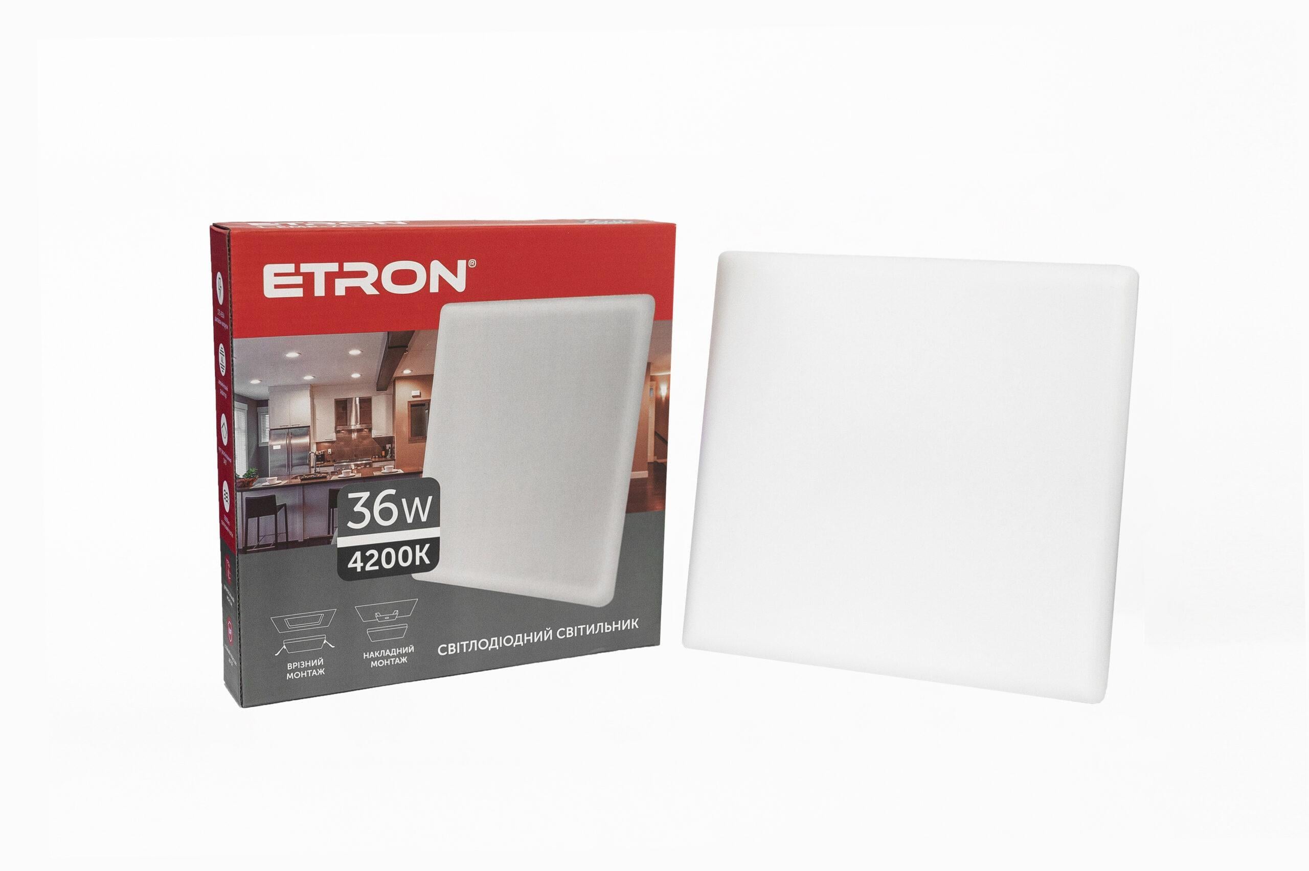 Светодиодный светильник ETRON Multipurpose 36 Вт 4200 К IP20 квадрат (21373)