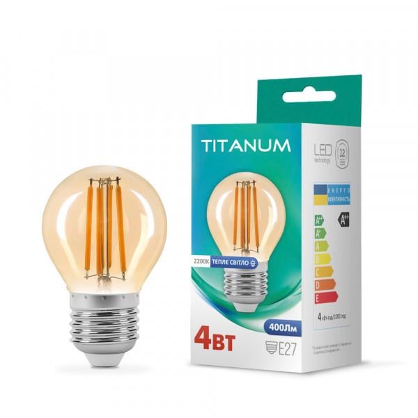 Led лампа Titanum Filament G45 4 W E27 2200 K Бронза (25526)