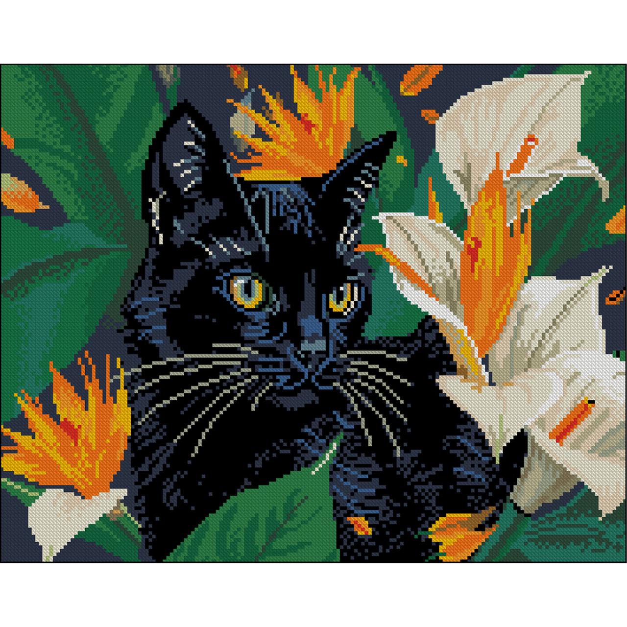 Алмазная мозаика Strateg Кошка на охоте без подрамника 40х50 см (ZAV4050-40)