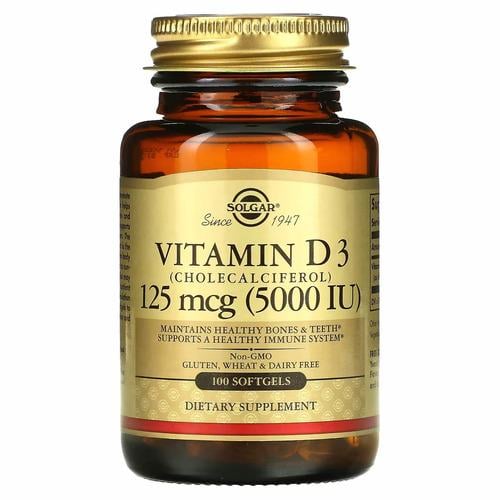 Витамин D Solgar Vitamin D3 5000 IU 125 mcg 100 softgels (SOL-19377)