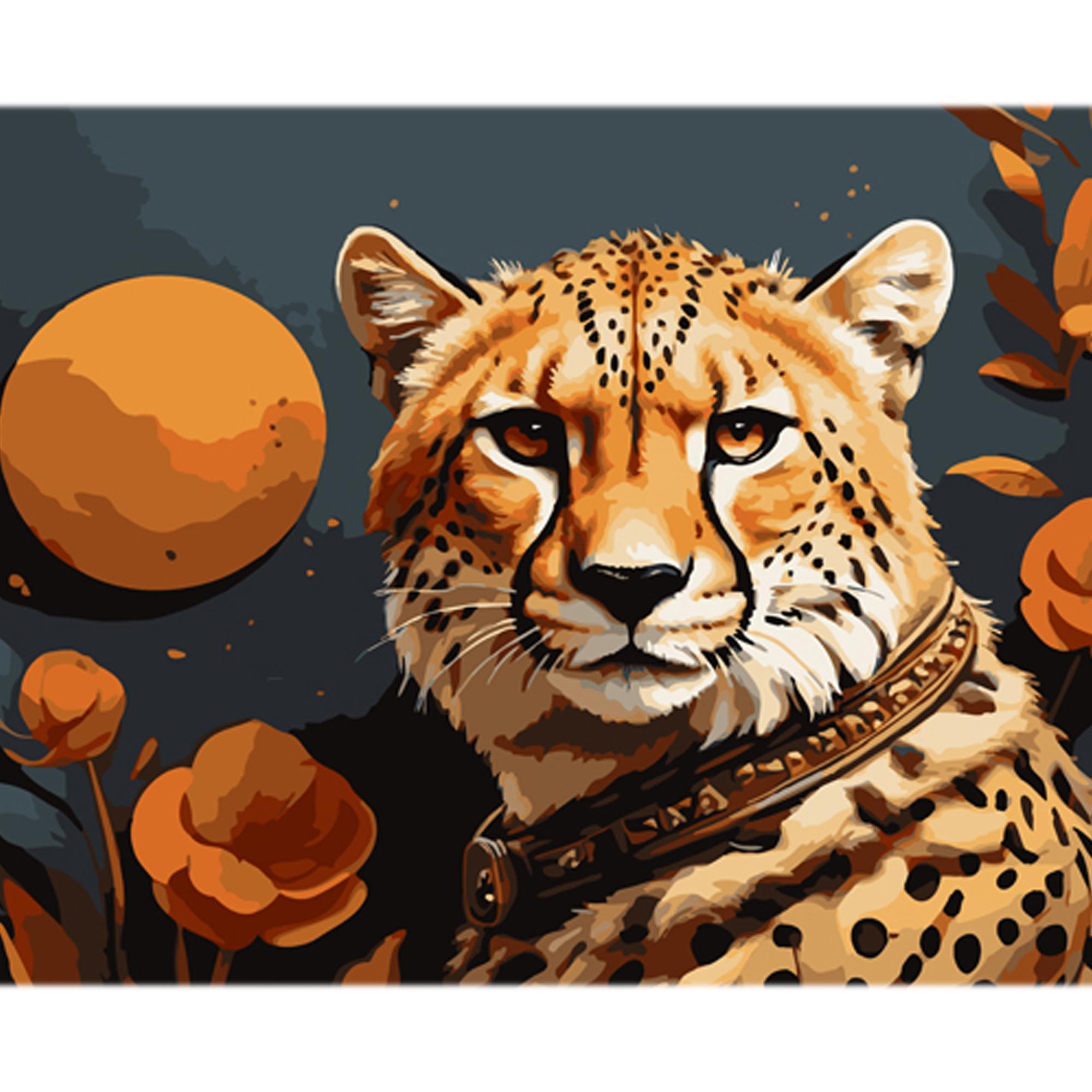 Картина по номерам Strateg Величество гепарда на цветном фоне 40x50 см (MZ031)