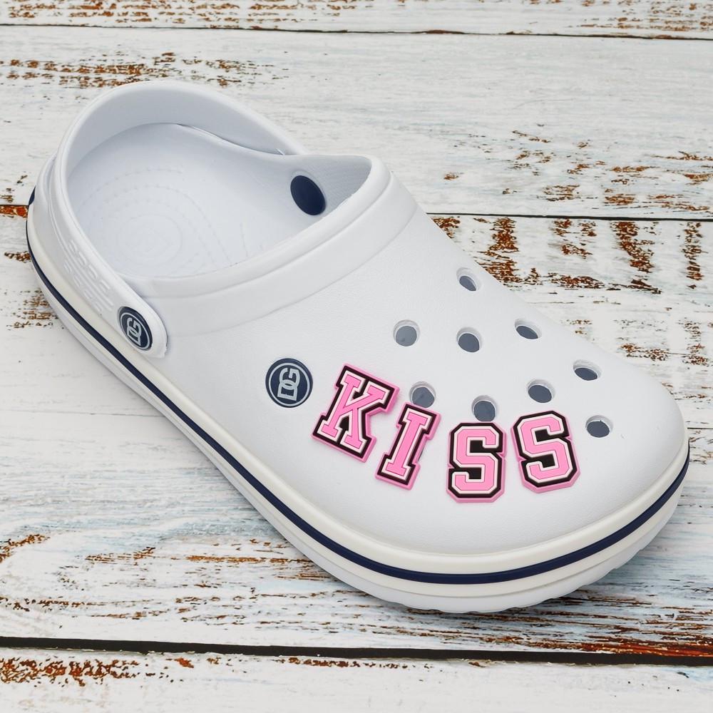 Джибитсы для кроксов набор розовых букв KISS 4 шт. (2092689463)