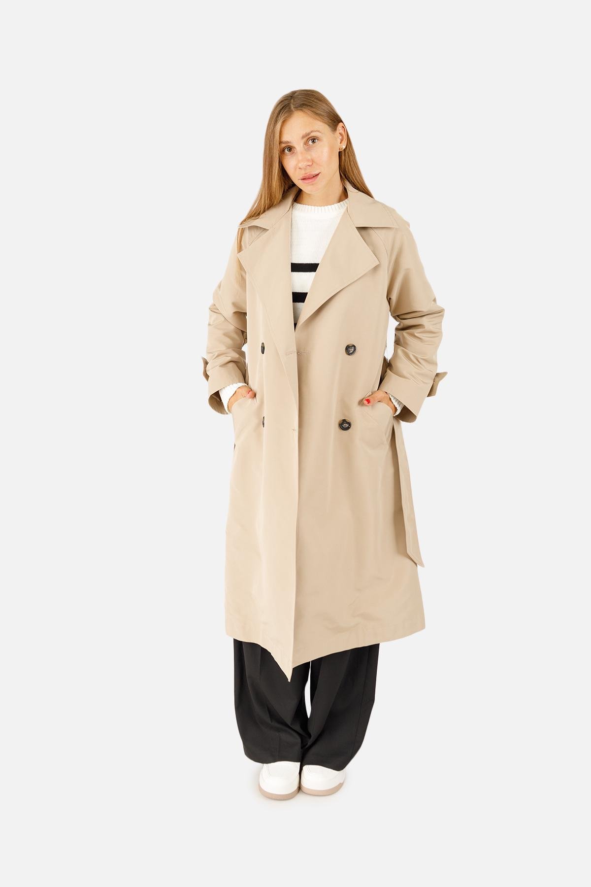 Плащ женский р. 44 Бежевый (SKT001018261) - фото 2 Плащ женский р. 44 Бежевый (SKT001018261) - фото 2