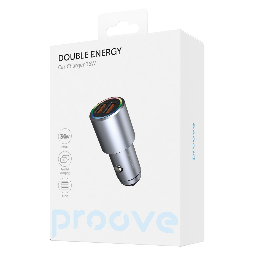 Зарядное устройство в автомобиль Proove Double Energy 36W Metal Grey (48858) - фото 2