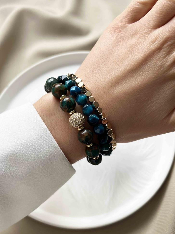 Сет браслетів з каменів соколине око/яшма/гематит (4908) Сет браслетів з каменів соколине око/яшма/гематит (4908)